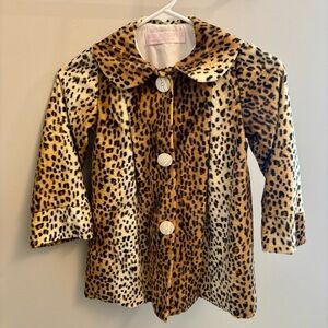 Greggy Girl 3T Soft Faux Fur Leopard Dress Coat Snap Toddler Lightweight Jacket